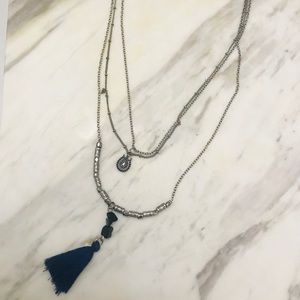 Blue tassel necklace
